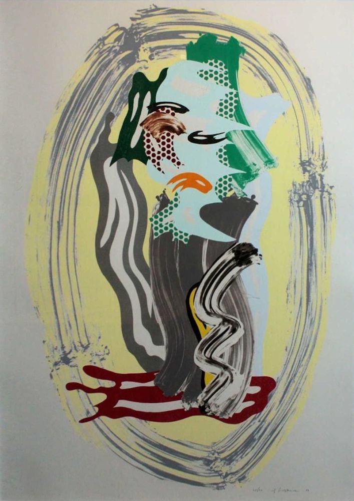 Литография Lichtenstein - Green Face, from Brushstroke Figures