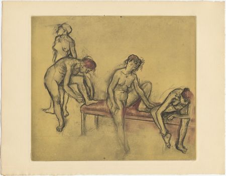 Офорт И Аквитанта Degas - Groupe de danseuses (étude du nus et mouvements. 1897)