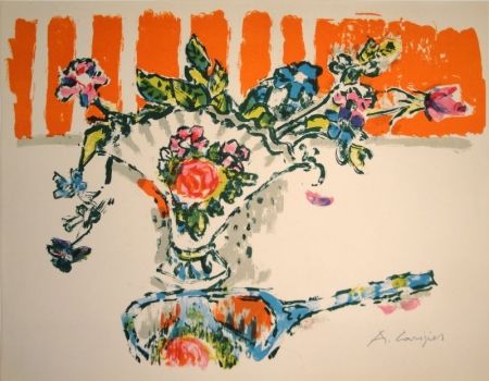 Литография Carigiet - (Handspiegel vor Blumenvase