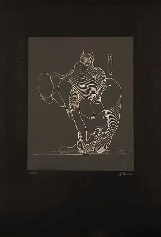 Офорт Bellmer - Hans BELLMER (1902-1975) - Woman swallowing a snake, 1972. Hand-signed etching