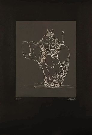 Офорт Bellmer - Hans BELLMER (1902-1975) - Woman swallowing a snake, 1972. Hand-signed etching