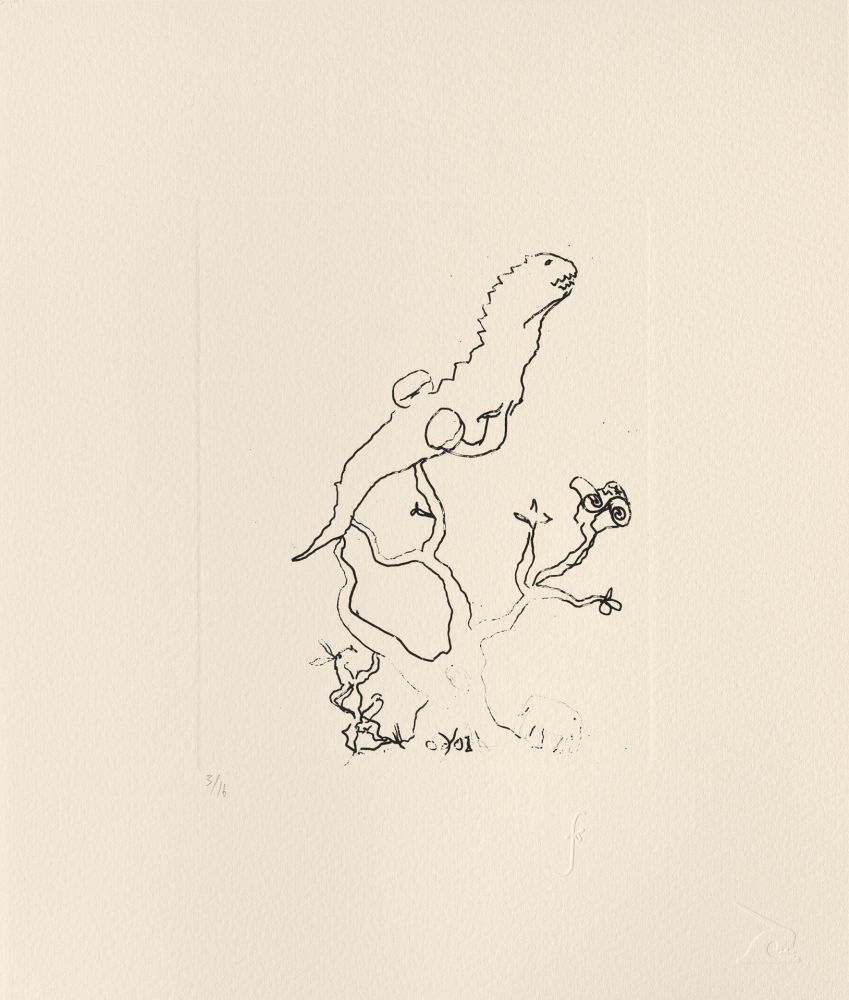 Гравюра Flanagan - Hare, reptile and elephant