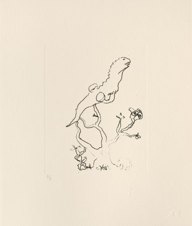 Гравюра Flanagan - Hare, reptile and elephant