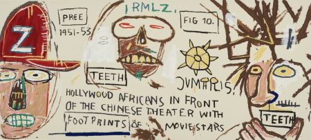 Сериграфия Basquiat - Hollywood Africans in front of the Chinese Theatre with Footprints of Movie Stars