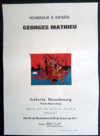 Афиша Mathieu - Homenaje a España - Galeria Beaubourg Paris - Barcelona 1977