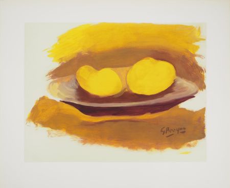 Литография Braque - Hommage à Cézanne, Les pommes, , c