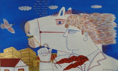 Литография Fassianos - Homme et cheval