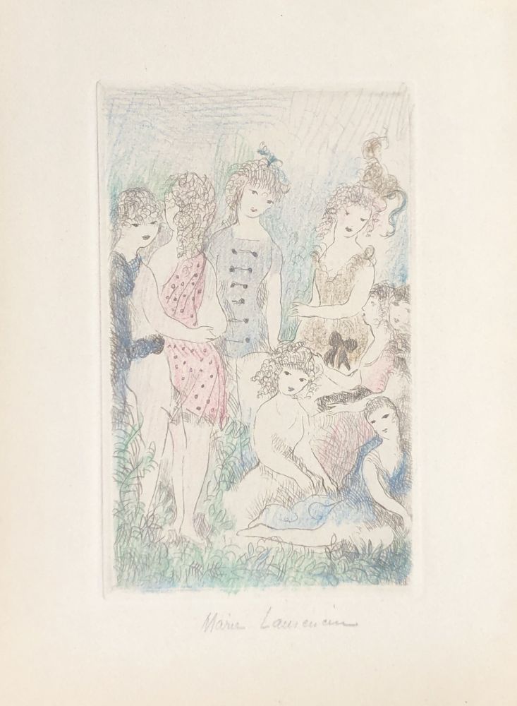 Гравюра Laurencin - Huit filles dans un pré