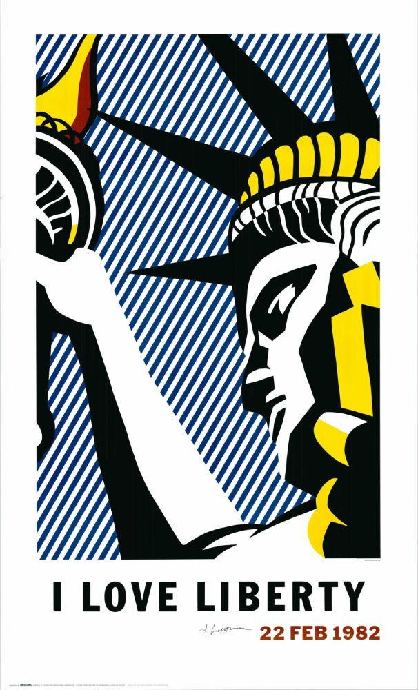Литография Lichtenstein - 'I Love Liberty' Hand-Signed 1982 Offset-lithograph