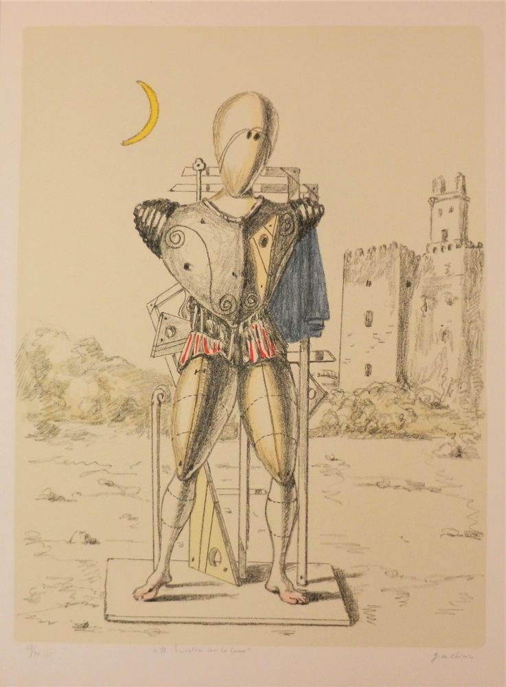 Литография De Chirico - Il trovatore con la luna