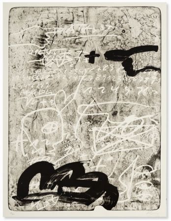 Литография Tàpies - Improvisation en blanc et noir 4