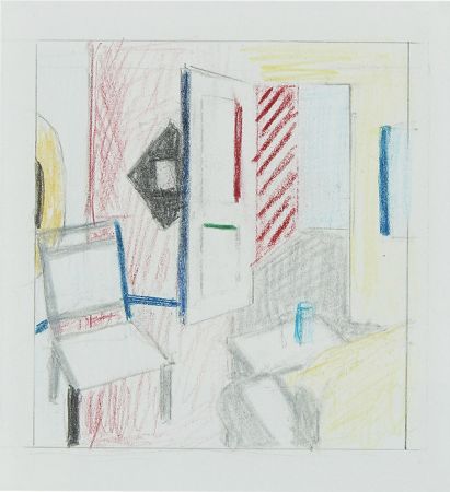 Нет Никаких Технических Lichtenstein - Interior Room Study is a coloured pencil and graphite on paper