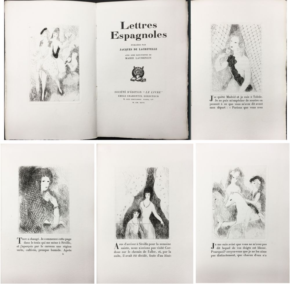 Иллюстрированная Книга Laurencin - J. de Lacretelle : LETTRES ESPAGNOLES. Avec 11 eaux-fortes de Marie Laurencin (1926)