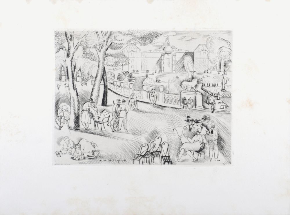 Гравюра Waroquier - Jardin du Luxembourg