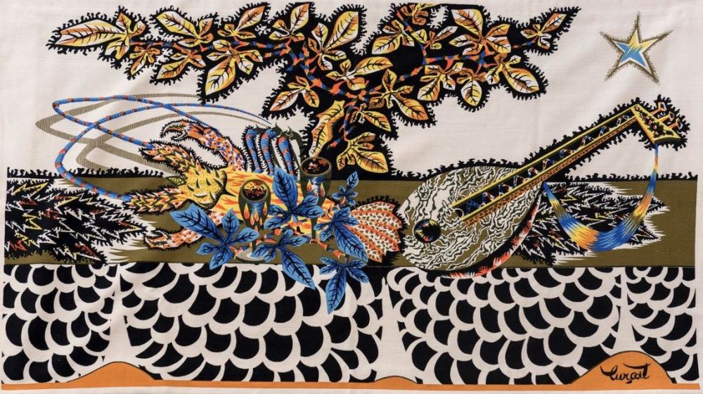 Многоэкземплярное Произведение Lurcat - Jean LURCAT (1892-1966), d'après. La Table. Tapisserie en laine. Signée.
