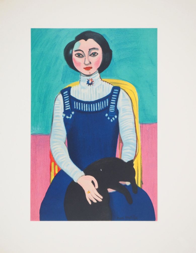 Литография Matisse - Jeune femme au chat (Margueritte Matisse)