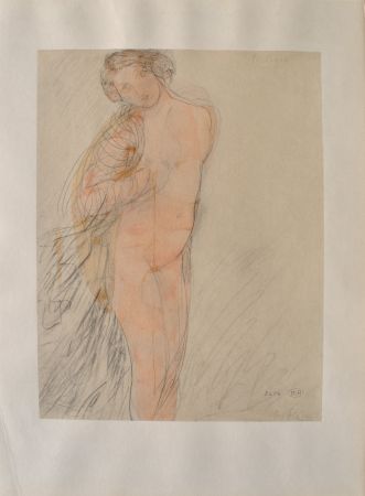 Гравюра Rodin - Jeune modèle à moitié nu