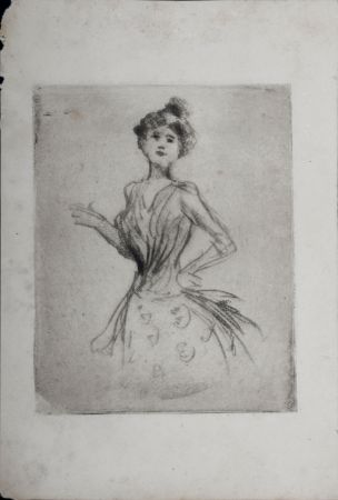 Гравюра Boutet - Jeune élégante, c. 1900