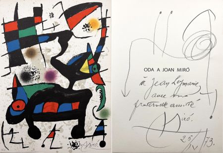 Иллюстрированная Книга Miró - Joan Brossa. ODA A JOAN MIRÓ. Lithographie signée et envoi avec dessin (1973)