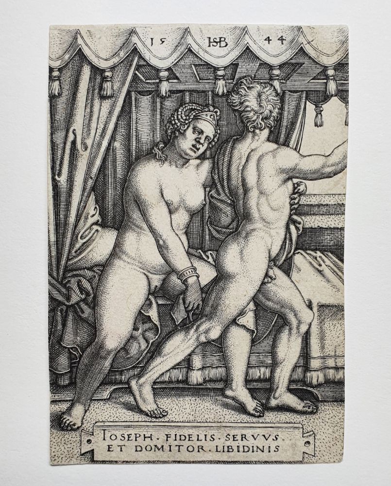 Офорт Beham - Joseph und Potiphars Weib (Joseph and Potiphar's wife)