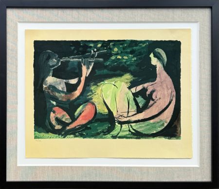 Литография Picasso - Joueur de diaule et nu