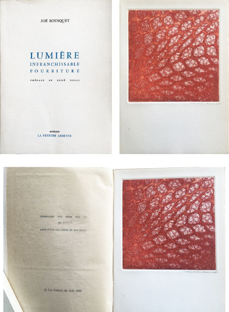 Офорт И Аквитанта Ernst - Joë Bousquet : LUMIERE INFRANCHISSABLE POURRITURE (1964).