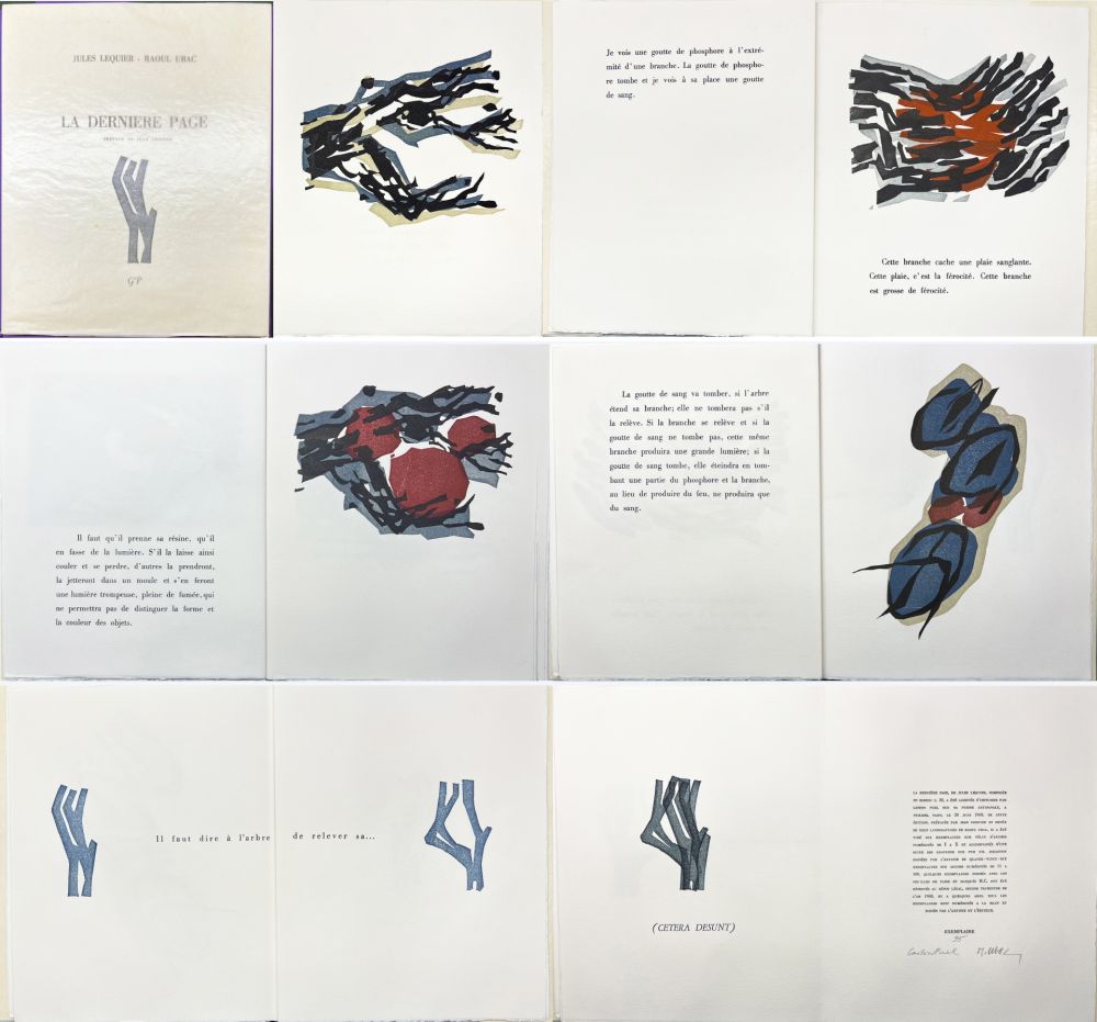 Иллюстрированная Книга Ubac - Jules Lequier : LA DERNIÈRE PAGE. Avec 9 lithographies originales de Raoul Ubac (1968). 