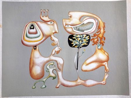 Литография Pérahim - Jules Perahim, Surrealist Composition, 1970s