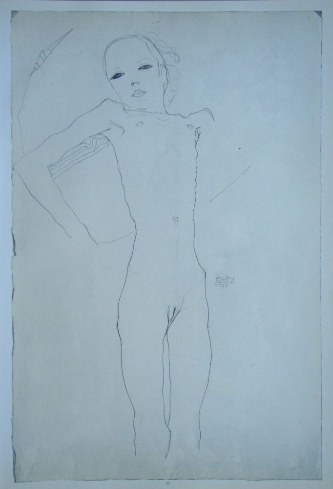 Сериграфия Schiele (After) - Junge Frau nackt und liegend