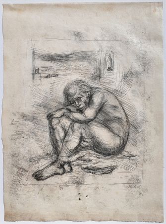 Монотип Ehrlich - Kauernder Mann - Selbstbildnis (Crouching Man - Self-Portrait)