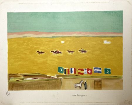 Литография Van Dongen - Kees Van Dongen (1877-1968)  Polo à Alexandrie, circa 1950. 