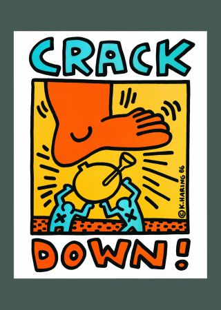 Литография Haring - Keith Haring: 'Crack Down!' 1986 Offset-lithograph
