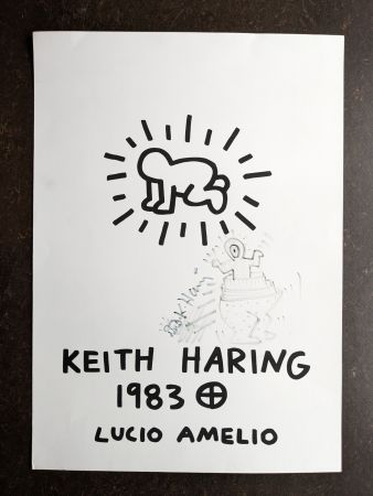 Литография Haring - Keith Haring: 'Lucio Amelio' 1983 Offset-lithograph (Hand-signed)