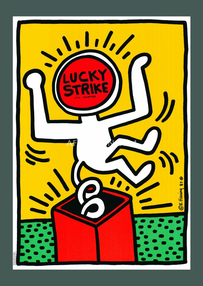 Литография Haring - Keith Haring: 'Lucky Strike II' 1987 Offset-lithograph