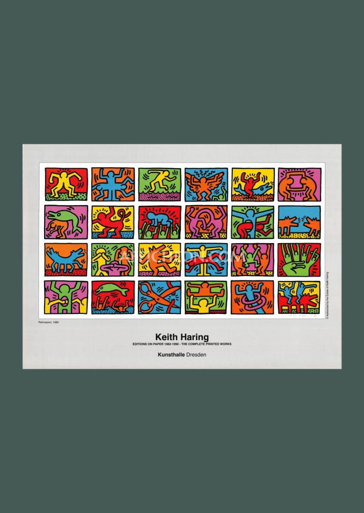 Литография Haring - Keith Haring: 'Retrospect' 1990 Offset-lithograph