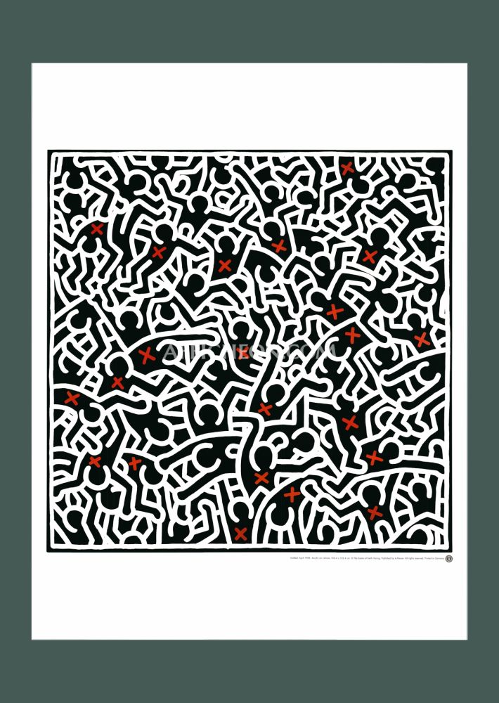 Литография Haring - Keith Haring: 'Untitled (April 1985)' 1999 Offset-lithograph