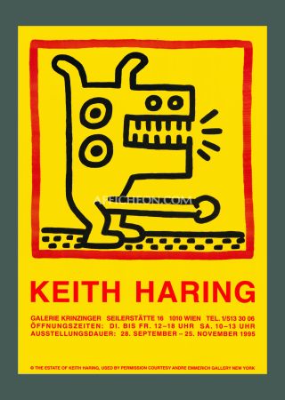 Литография Haring - Keith Haring: 'Untitled (Dog with..)' 1995 Offset-lithograph