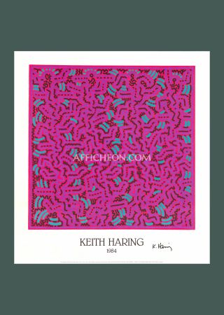 Литография Haring - Keith Haring: 'Untitled (Pink)' 1984 Offset-lithograph (Hand-signed)