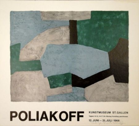 Литография Poliakoff - Komposition in Grau, Grün und Blau / Composition grise, verte et bleu / Composition in grey, green and blue