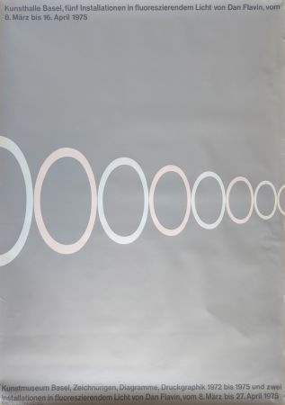 Сериграфия Flavin -  Kunsthalle Basel, fünf Installationen in fluoreszierendem Licht von Dan Flavin. 8. März bis 16. April 1975. 