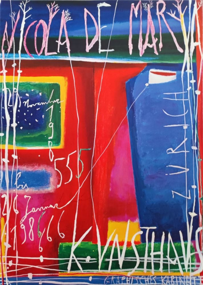 Гашение De Maria - «Kunsthaus Zürich graphisches Kabinett. 29 November 198555 bis 26 Januar 1986666», 1985. 