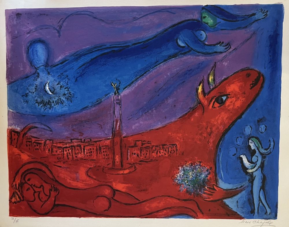 Литография Chagall - La Bastille