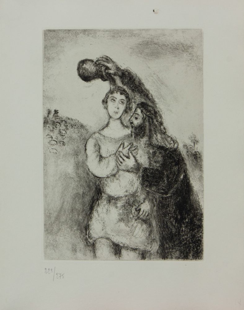 Гравюра Chagall - LA BIBLE ( L' ONCTION DU ROE SALOMON )