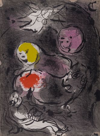 Литография Chagall - La Bible : Le Prophète Daniel avec les lions, 1956