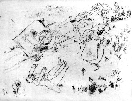 Офорт Chagall - La britchka s'est renversée