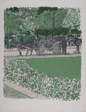 Литография Brianchon - La Calèche dans le parc, 1962
