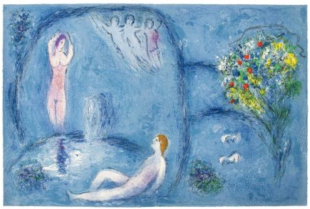 Литография Chagall - LA CAVERNE DES NYMPHES (de Daphnis et Chloé - 1961)