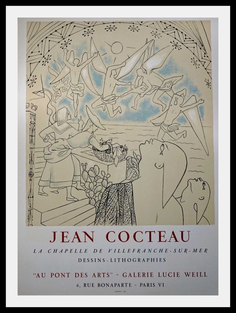 Литография Cocteau - La chapelle de Villefranche-sur-mer dessins lithographies Galerie Lucie Weill