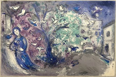 Литография Chagall - LA CHASSE AUX OISEAUX (The bird chase). Daphnis et Chloé. 1961 