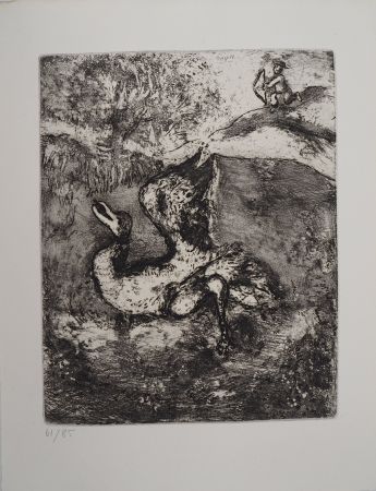 Гравюра Chagall - La chasse (L'oiseau blessé d'une flèche)